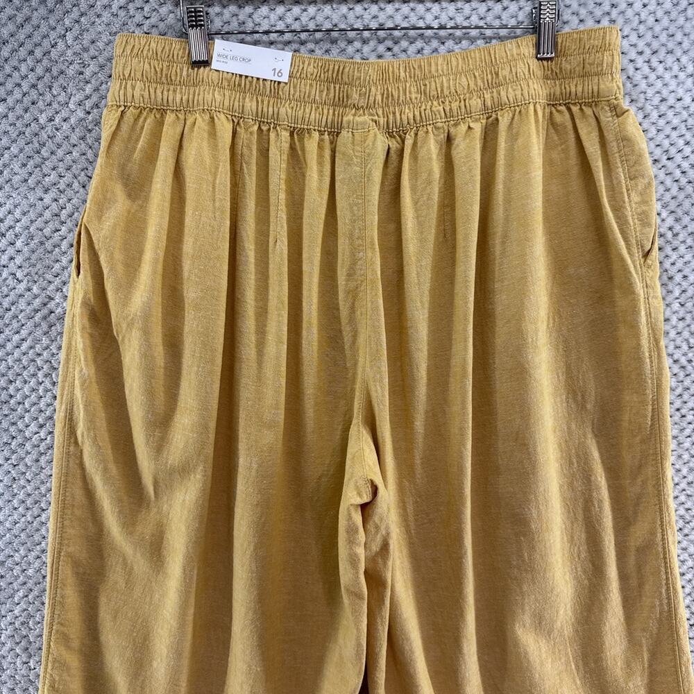 Lane Bryant Wide Leg Crop Pants Women 16 Yellow Mustard Linen Collection MidRise - Picture 6 of 15